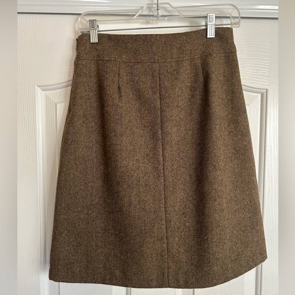 Vintage GAP Tweed Skirt Size 1 Brown‎ Herringbone Wool Blend Lined Fall 2004 Y2K - Picture 3 of 3